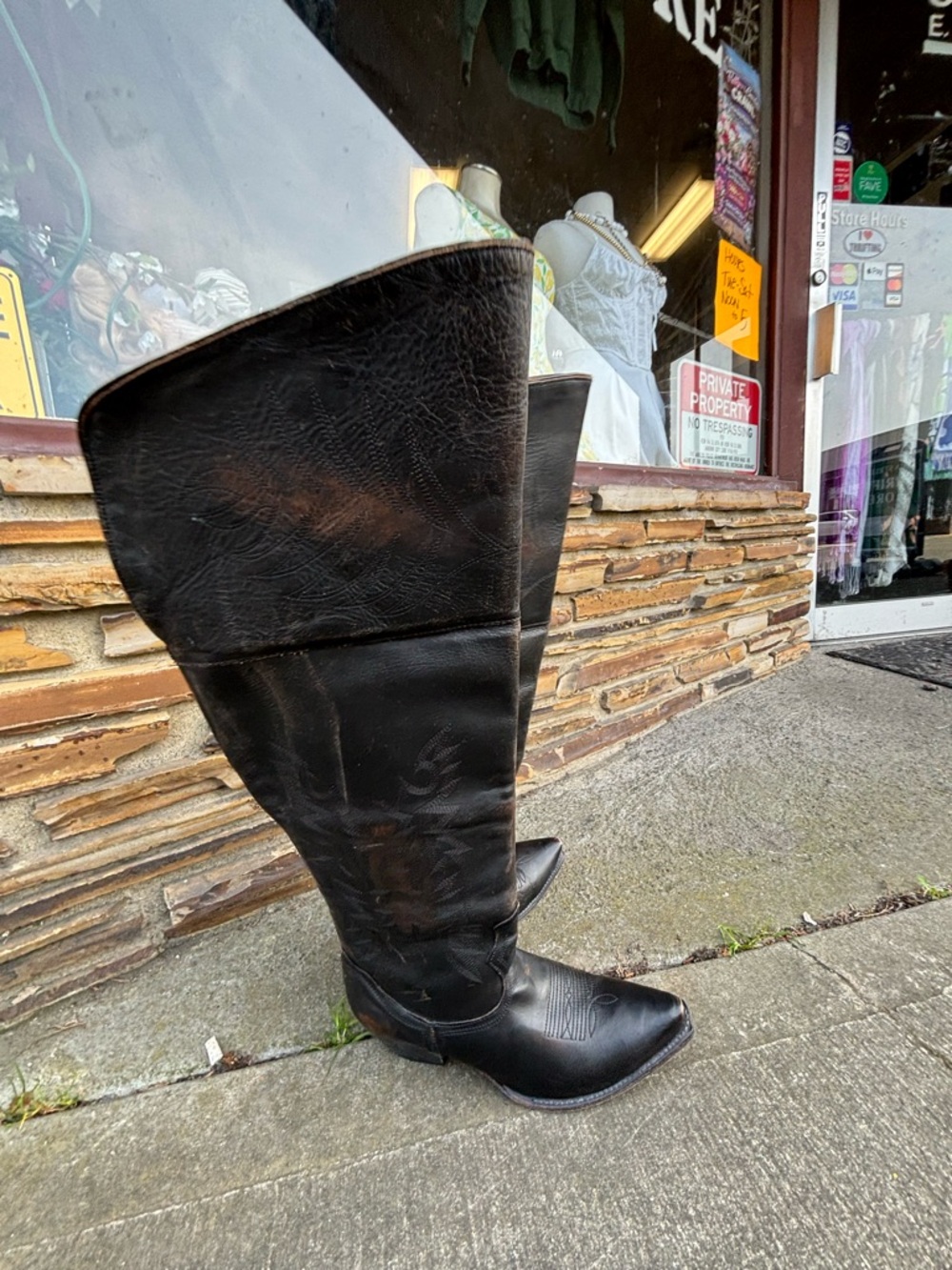 freebird WYNONNA  Black Leather Embroidered Knee-High Heeled Boots - Picture 2 of 9